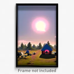 Pixel Art Poster - Faraway Campsite (8 Bit Psychedelic Trippy Video Game Print)