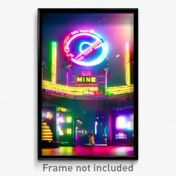 Pixel Art Poster - Buzzing Mine (8 Bit Psychedelic Trippy Video Game Print)