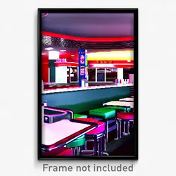 Pixel Art Poster - Stark 50'S Diner (8 Bit Psychedelic Trippy Video Game Print)