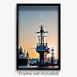 Pixel Art Poster - Evergreen Shipyard (8 Bit Psychedelic Video Game Print)