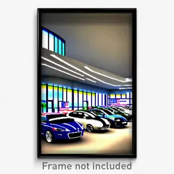 Pixel Art Poster - Upbeat Car Dealership (8 Bit Psychedelic Video Game Print)