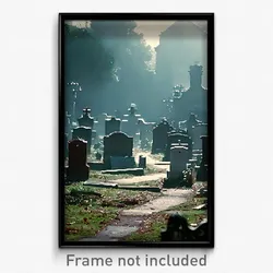 Pixel Art Poster - Murky Graveyard (8 Bit Psychedelic Trippy Video Game Print)