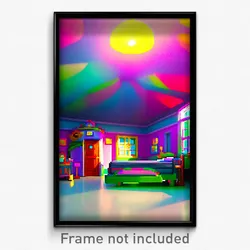 Pixel Art Poster - Colorful Hospice (8 Bit Psychedelic Trippy Video Game Print)