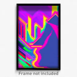 Pixel Art Poster - Glitch Art Ridge (8 Bit Psychedelic Trippy Video Game Print)