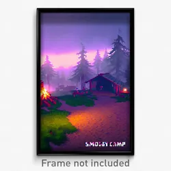 Pixel Art Poster - Smoggy Camp (8 Bit Psychedelic Trippy Weird Video Game Print)
