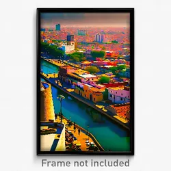 Pixel Art Poster - Slim Mexican City (8 Bit Psychedelic Trippy Video Game Print)