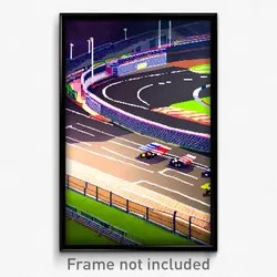 Pixel Art Poster - Small Racetrack (8 Bit Psychedelic Trippy Video Game Print)
