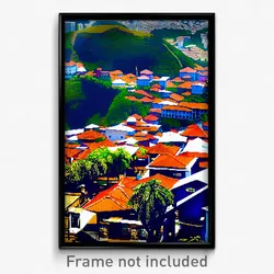 Pixel Art Poster - Bronze Brazilian City (8 Bit Psychedelic Video Game Print)