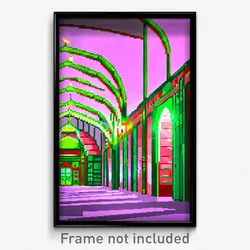 Pixel Art Poster - Green Mosque (8 Bit Psychedelic Trippy Video Game Print)