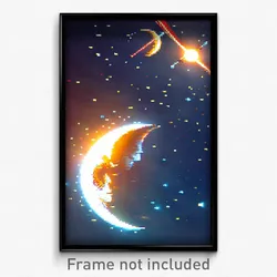 Pixel Art Poster - Valuable Moon Battle (8 Bit Psychedelic Video Game Print)