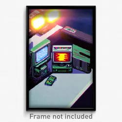 Pixel Art Poster - Warlike Computer (8 Bit Psychedelic Trippy Video Game Print)