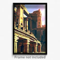 Pixel Art Poster - Extra Large Ancient Architecture (8 Bit Video Game Print)