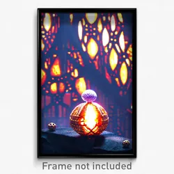 Pixel Art Poster - Spherical Ossuary (8 Bit Psychedelic Trippy Video Game Print)