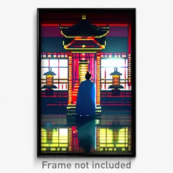 Pixel Art Poster - Dim Shrine (8 Bit Psychedelic Trippy Weird Video Game Print)