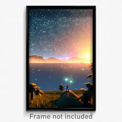 Pixel Art Poster - Starry Clearing (8 Bit Psychedelic Trippy Video Game Print)