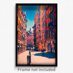 Pixel Art Poster - Unsightly European City (8 Bit Psychedelic Video Game Print)