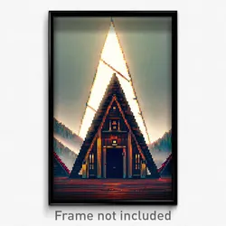 Pixel Art Poster - Triangular Homestead (8 Bit Psychedelic Video Game Print)