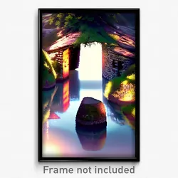 Pixel Art Poster - Reflecting Dolmen (8 Bit Psychedelic Trippy Video Game Print)