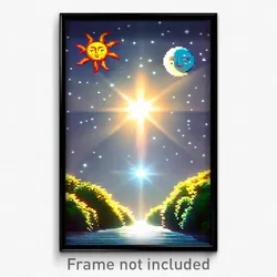 Pixel Art Poster - Memorable Sun And Moon (8 Bit Psychedelic Video Game Print)