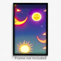 Pixel Art Poster - Acidic Sun And Moon (8 Bit Psychedelic Video Game Print)