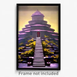 Pixel Art Poster - Unwelcoming Ziggurat (8 Bit Psychedelic Video Game Print)