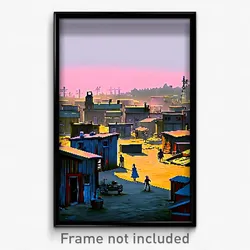 Pixel Art Poster - Creepy Shantytown (8 Bit Psychedelic Trippy Video Game Print)