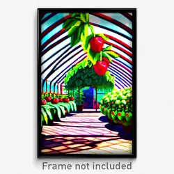 Pixel Art Poster - Fruity Greenhouse (8 Bit Psychedelic Trippy Video Game Print)