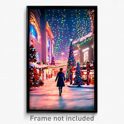 Pixel Art Poster - Bustling Christmas (8 Bit Psychedelic Video Game Print)