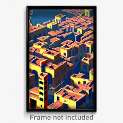 Pixel Art Poster - Rich Acropolis (8 Bit Psychedelic Trippy Video Game Print)