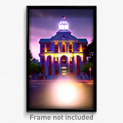 Pixel Art Poster - Silly Courthouse (8 Bit Psychedelic Trippy Video Game Print)