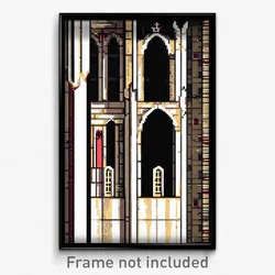 Pixel Art Poster - Stained Battlements (8 Bit Psychedelic Video Game Print)