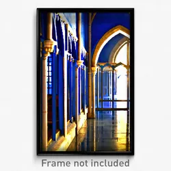 Pixel Art Poster - Blue Cloister (8 Bit Psychedelic Trippy Video Game Print)