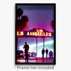 Pixel Art Poster - Outrageous Los Angeles (8 Bit Psychedelic Video Game Print)