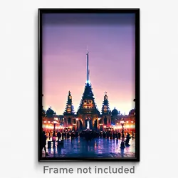 Pixel Art Poster - Bustling Landmark (8 Bit Psychedelic Trippy Video Game Print)