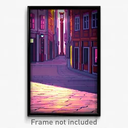 Pixel Art Poster - Square Street (8 Bit Psychedelic Trippy Video Game Print)