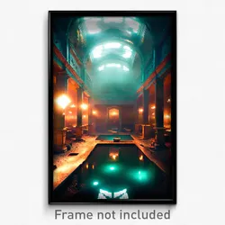 Pixel Art Poster - Haunted Baths (8 Bit Psychedelic Trippy Video Game Print)