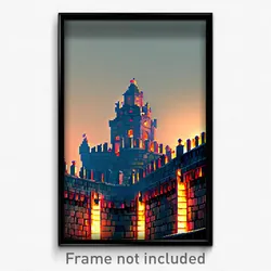 Pixel Art Poster - Famous Ramparts (8 Bit Psychedelic Trippy Video Game Print)
