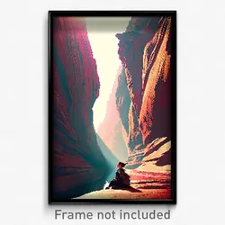 Pixel Art Poster - Thoughtful Canyon (8 Bit Psychedelic Trippy Video Game Print)