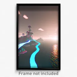 Pixel Art Poster - Virtual Atoll (8 Bit Psychedelic Trippy Video Game Print)