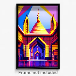 Pixel Art Poster - Triangular Mosque (8 Bit Psychedelic Trippy Video Game Print)