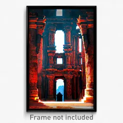 Pixel Art Poster - Striking Ancient Architecture (8 Bit Video Game Print)