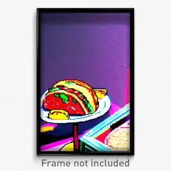 Pixel Art Poster - Glaring Taco (8 Bit Psychedelic Trippy Video Game Print)