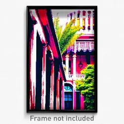 Pixel Art Poster - Leafy Spanish Architecture (8 Bit Video Game Print)