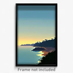 Pixel Art Poster - Simplistic Coast (8 Bit Psychedelic Trippy Video Game Print)
