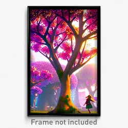 Pixel Art Poster - Flowery Trees (8 Bit Psychedelic Trippy Video Game Print)