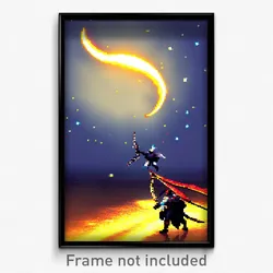 Pixel Art Poster - Strange Moon Battle (8 Bit Psychedelic Video Game Print)