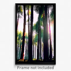 Pixel Art Poster - Jaw Dropping Forest (8 Bit Psychedelic Video Game Print)