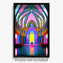 Pixel Art Poster - Bold Chapel (8 Bit Psychedelic Trippy Weird Video Game Print)
