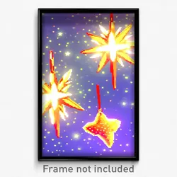 Pixel Art Poster - Fluffy Star (8 Bit Psychedelic Trippy Weird Video Game Print)