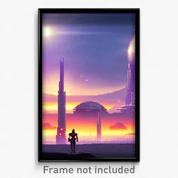 Pixel Art Poster - Distant Empire (8 Bit Psychedelic Trippy Video Game Print)